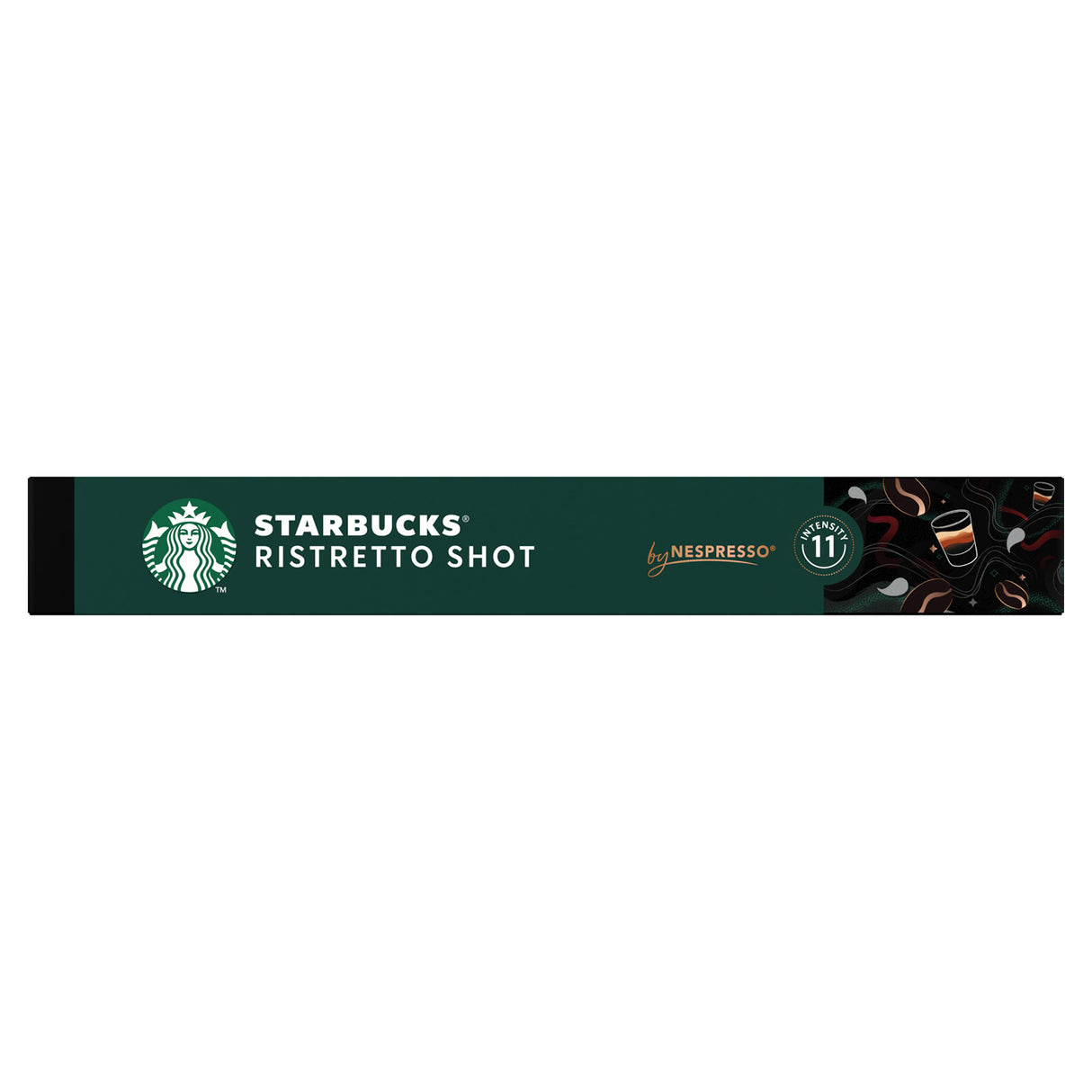 Starbucks Ristretto Shot Nespresso capsule on a white background