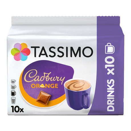 Tassimo Cadbury Orange coffee pod packaging on a white background