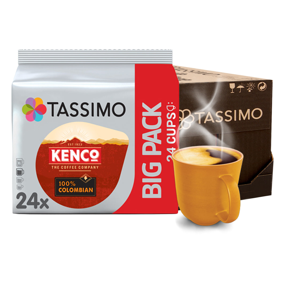 Tassimo Kenco colombian coffee case and cup