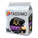 Tassimo L'Or Espresso Intense coffee pod packaging on a white background