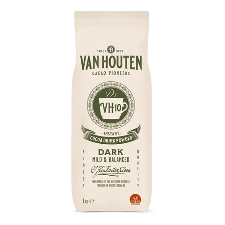 Van Houten cocoa drink powder packaging on a white background