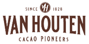 Van Houten logo with text 'Since 1828 Cacao Pioneers' on a white background