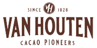 Van Houten logo with text 'Since 1828 Cacao Pioneers' on a white background