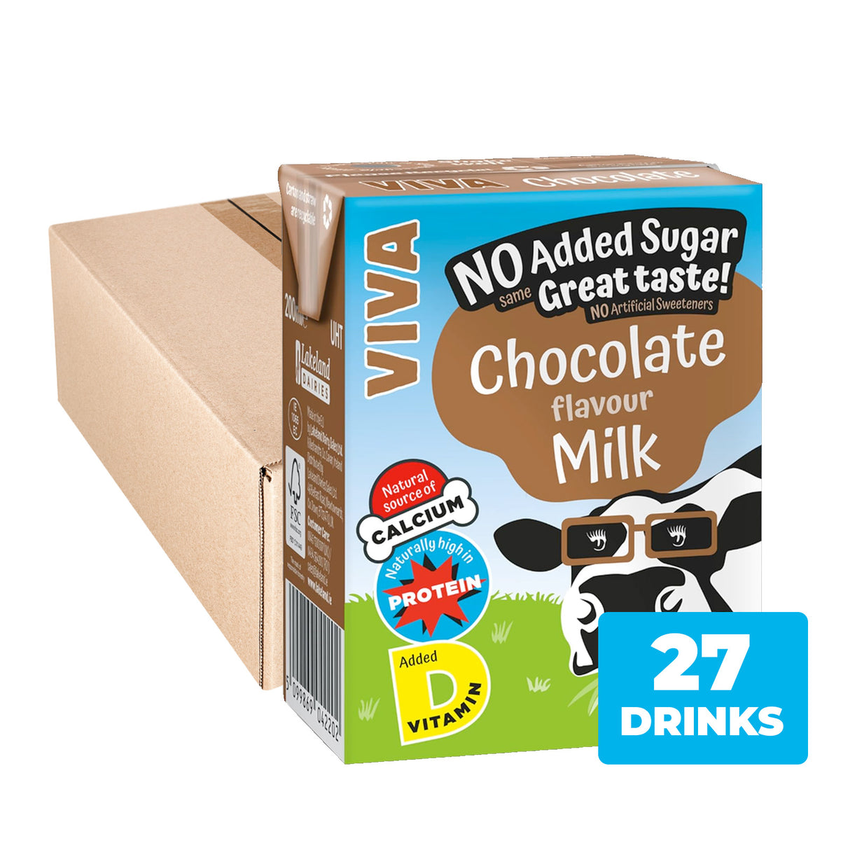 Viva Chocolate Flavoured Milk Cartons 27x200ml