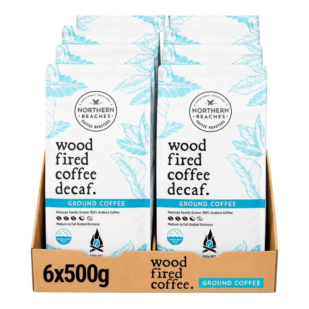 Wood Fired Decaf Ground Coffee Ground Coffee 8x500g