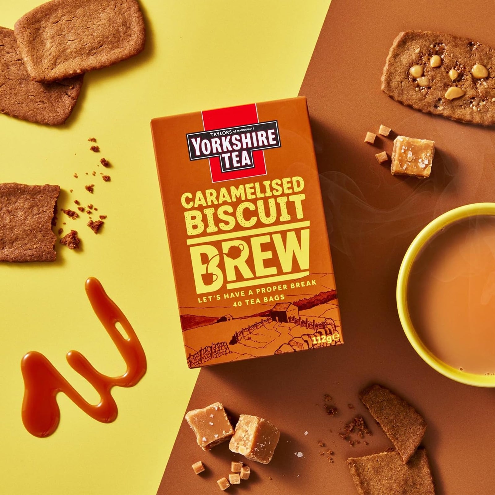 Yorkshire Caramelised Biscuit Brew Tea Bags 1x40 – Coffee Supplies