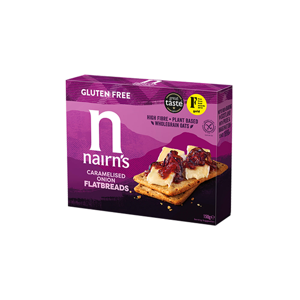 Nairn's Gluten Free Caramelised Onion Flatbreads Case of 6 x 150g