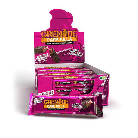 Grenade Dark Chocolate Raspberry Protein Bars box of 12