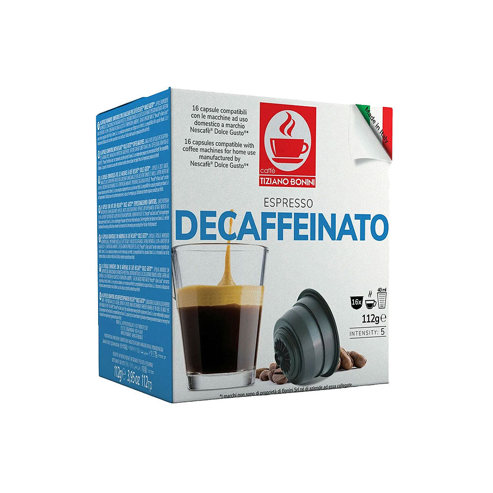 Tiziano Bonini Dolce Gusto Compatible Espresso Decaffeinato Coffee Pods