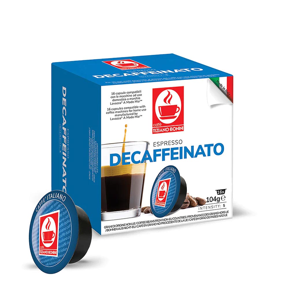 Tiziano Bonini Espresso Decaffeinato Lavazza A Modo Mio Compatible Coffee Pods