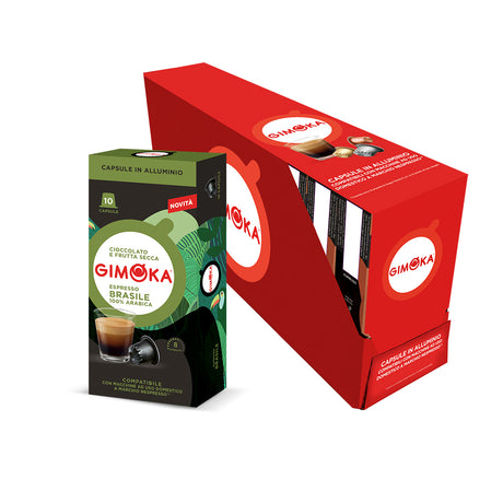 Gimoka Espresso Brasile Coffee Capsules 10 x 10 Aluminium Nespresso Compatible Pods