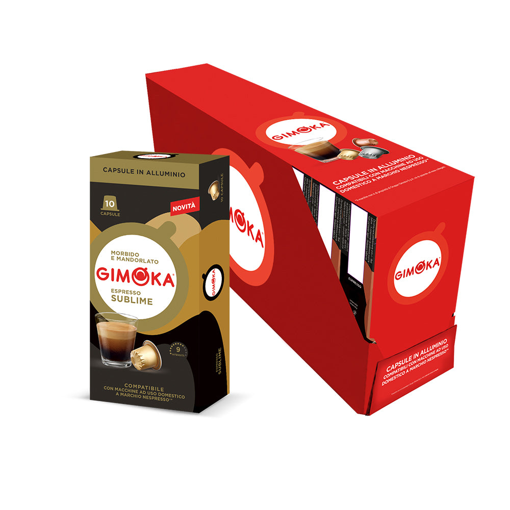 Gimoka Espresso Sublime Coffee Capsules 10 x 10 Aluminium Nespresso Compatible Pods