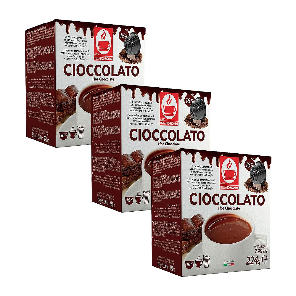 Tiziano Bonini Dolce Gusto Compatible 3 x 16 Hot Chocolate Pods – Coffee  Supplies Direct
