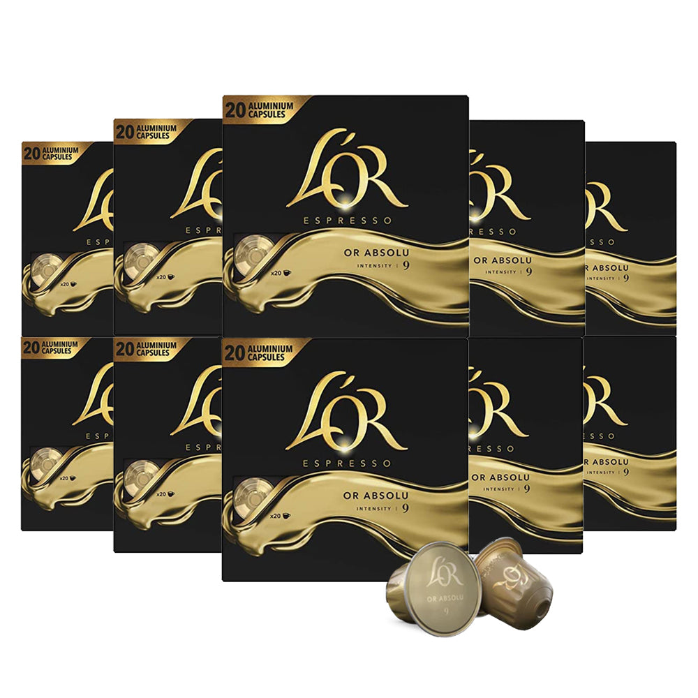 L'OR Or Absolu Espresso Coffee Capsules 10 x 20 Nespresso Compatible