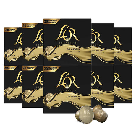 L'OR Or Absolu Espresso Coffee Capsules 10 x 20 Nespresso Compatible