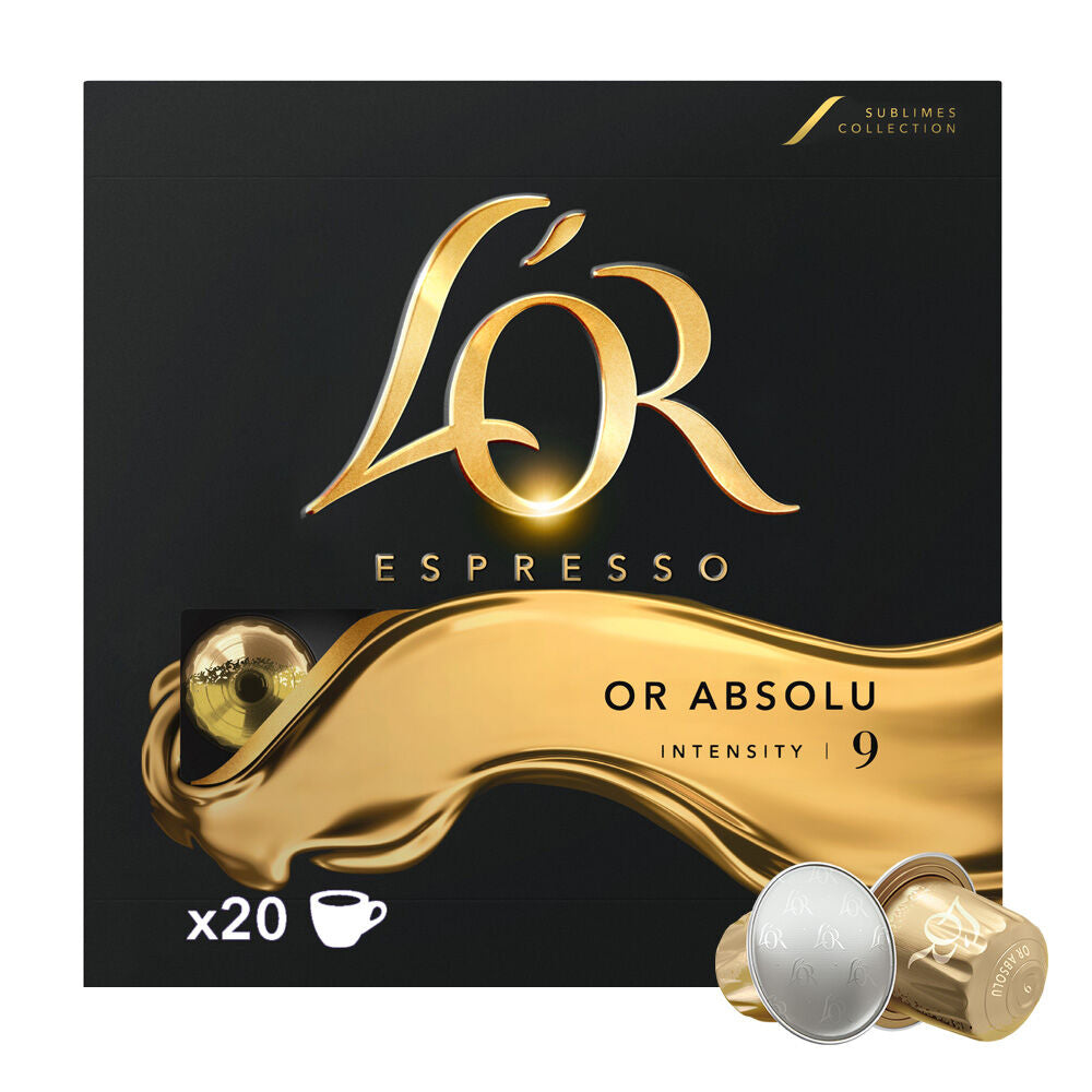 L'OR Or Absolu Espresso Coffee Capsules 20 Nespresso Compatible