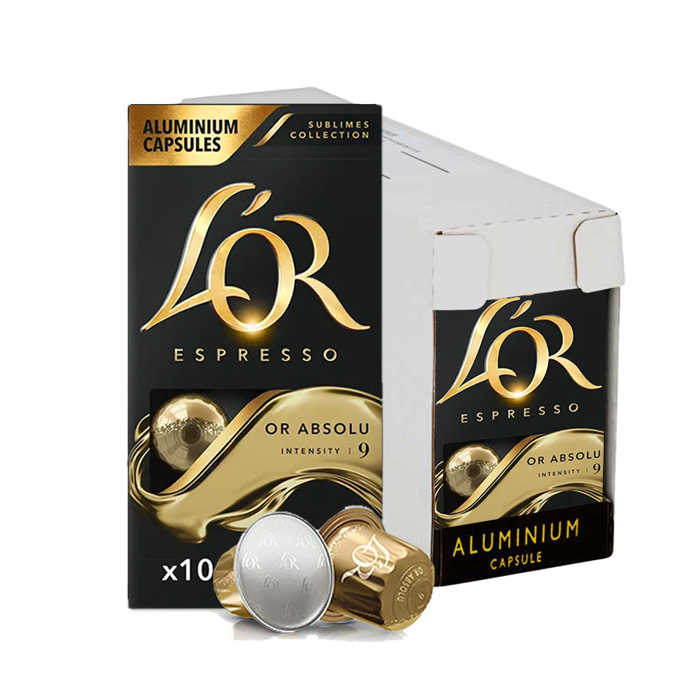 L'OR Or Absolu Espresso Coffee Capsules 10x10 Nespresso Compatible