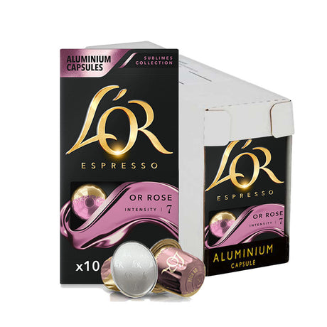 L'OR Or Rose Espresso Coffee Capsules 10 x 10 Nespresso Compatible