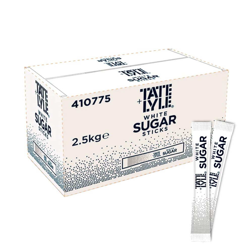 Tate and Lyle White Sugar Sticks box with 2 Sticks