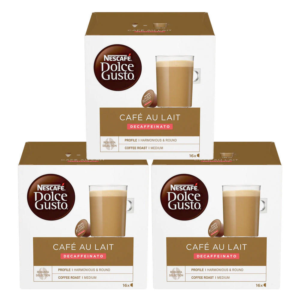Café Au Lait Decaf Coffee Pods  Nescafé Dolce Gusto Case 3 x 16 Drinks –  Coffee Supplies Direct