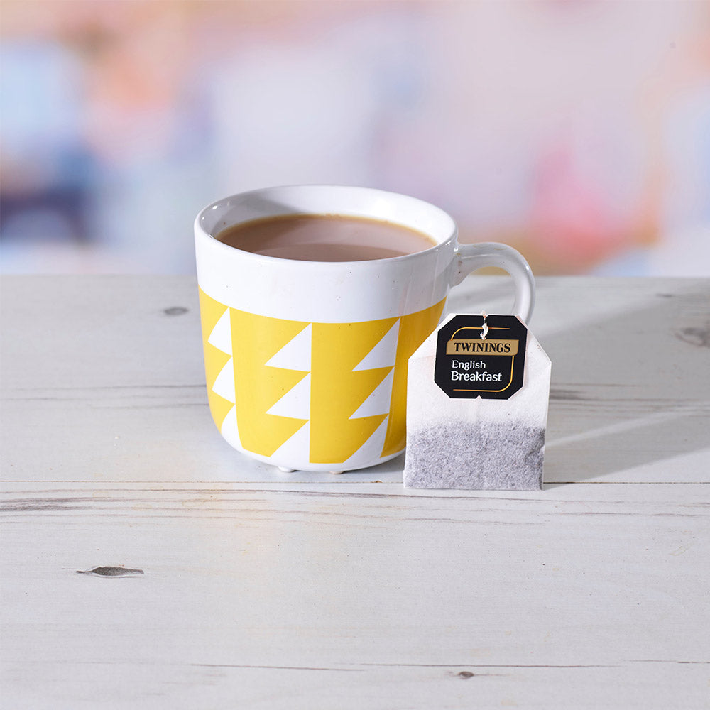 Cup of English Breakfast tea with tea bag