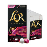 L'OR Origins India Espresso Coffee Capsules 10 x 10 Nespresso Compatible