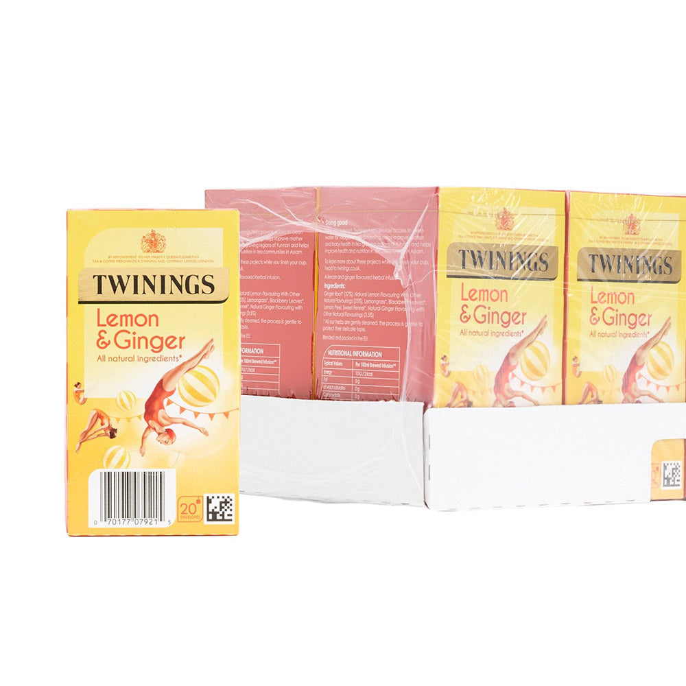 Twinings Lemon & Ginger enveloped tea bags Case 4 x 20