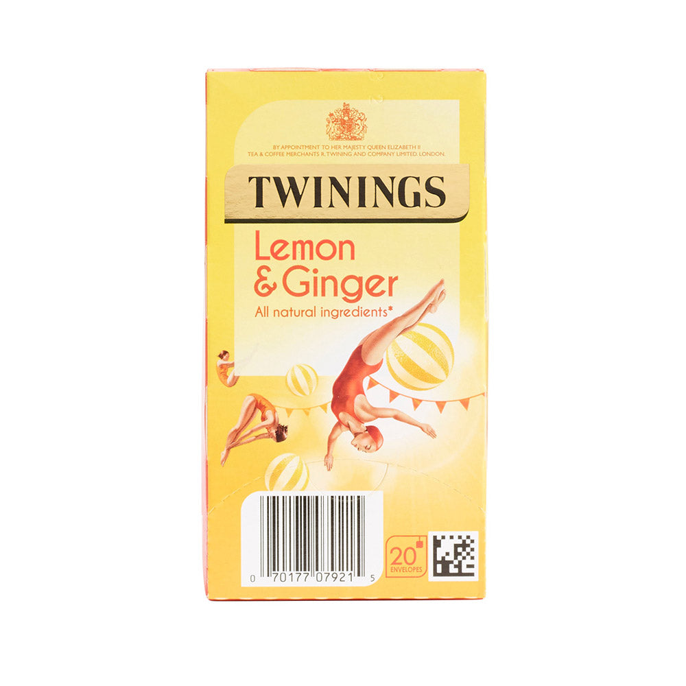 Twinings Lemon & Ginger enveloped tea bags box