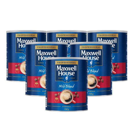 Maxwell House Mild Blend Instant Coffee Powder Tins 6 x 750g