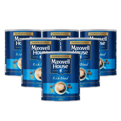 Maxwell House Rich Blend Instant Coffee Granules Tins 6 x 750g
