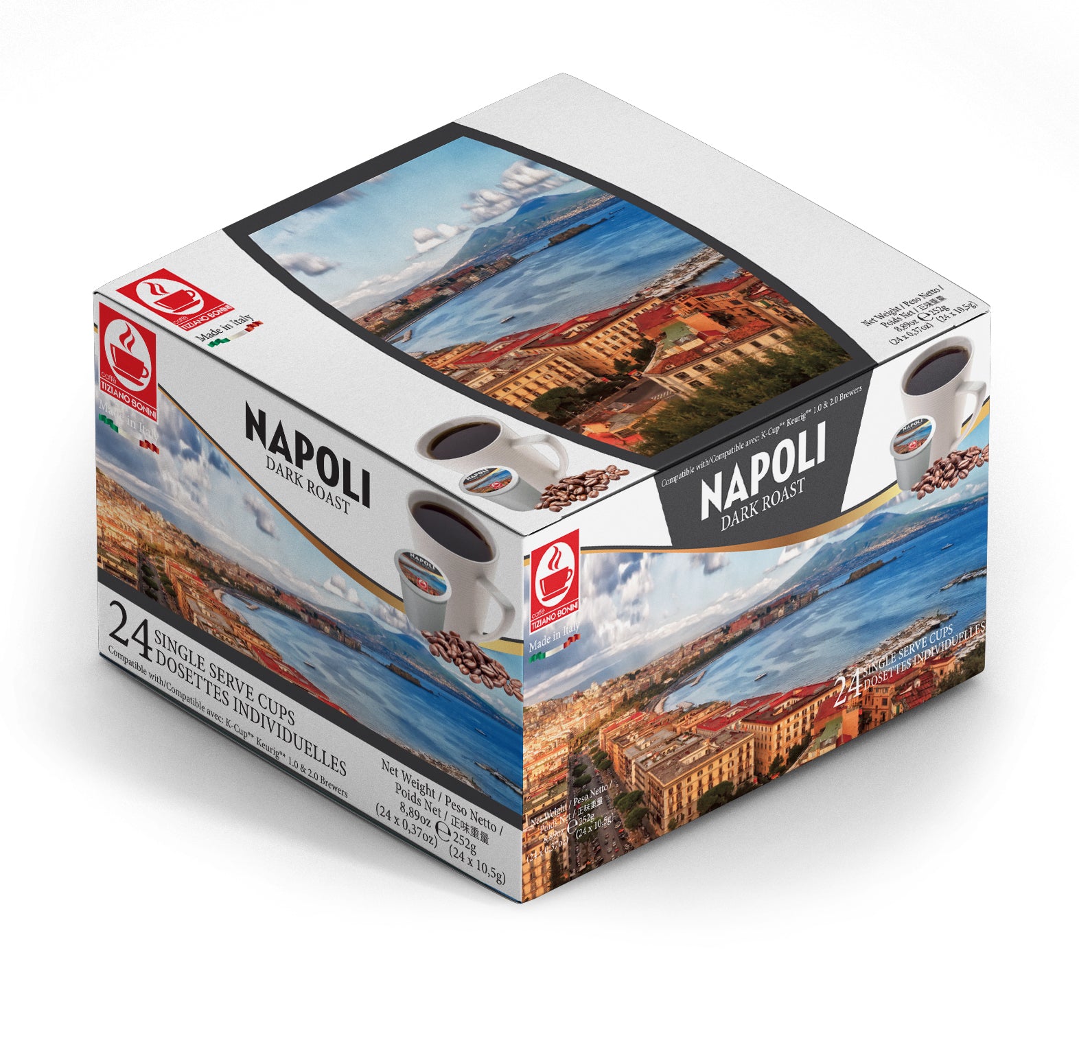 Tiziano Bonini Napoli Dark Roast Keurig K-Cup Compatible Pods 4x24