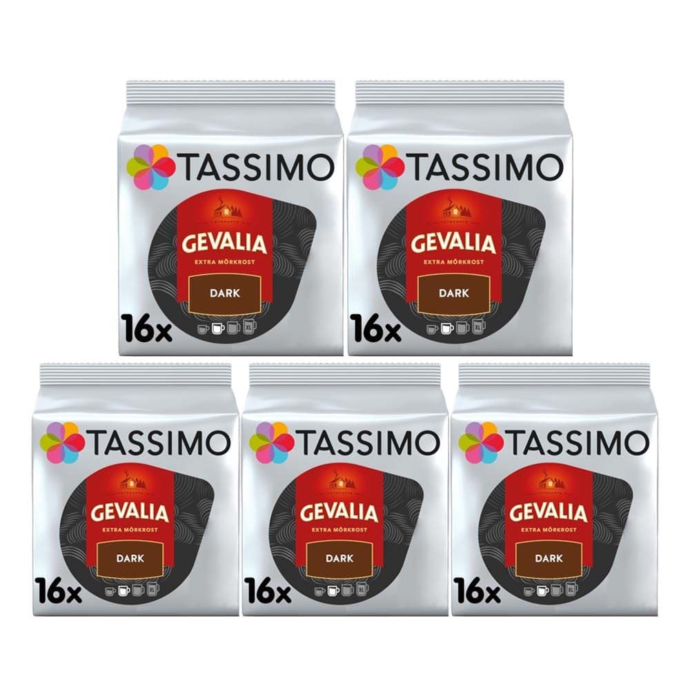 Tassimo T Discs Gevalia Dark Roast Coffee Pods Case of 5 Packets