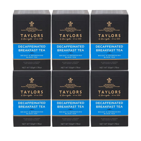 Taylors of Harrogate Decaffeinated Breakfast 6 x 20 Envelope Tea Bags